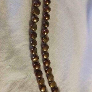 7" BROWN SALTWATER PEARL BRACELET-DBL STRAND W/TOGGLE CLASP